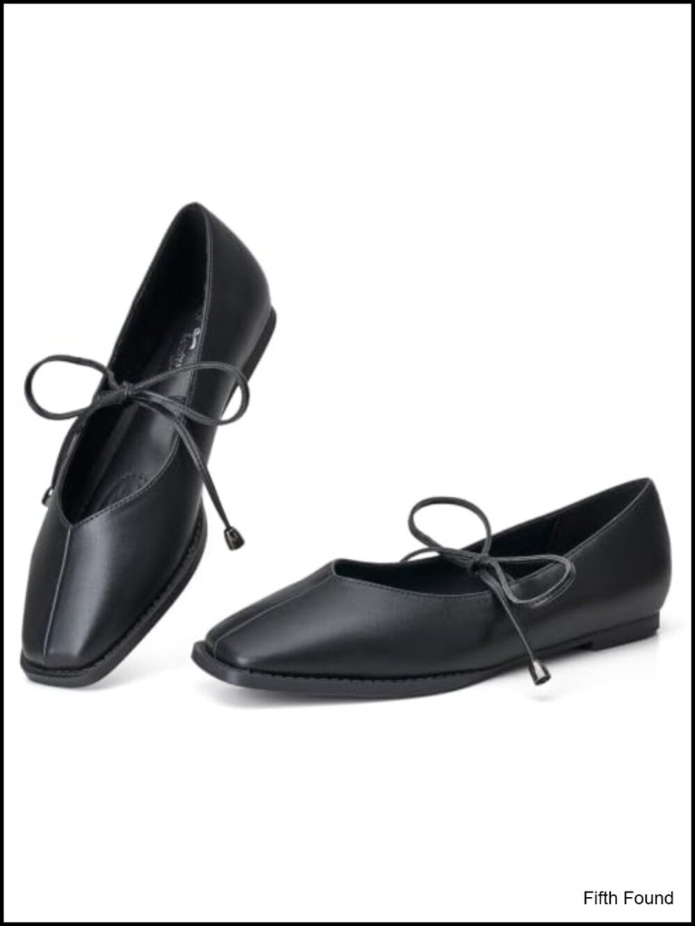 Women's Lace Up Ballet Flats Square Toe PU Leather Dress Shoes